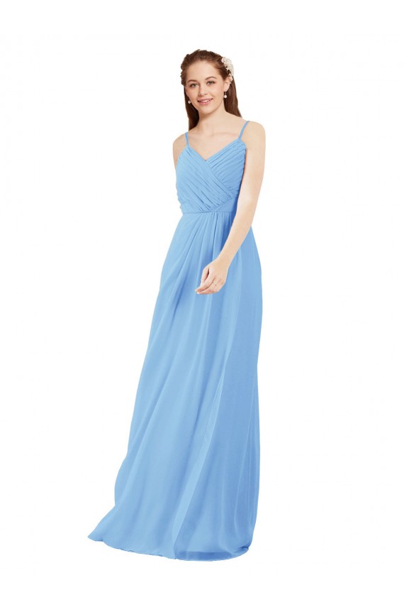 Periwinkle Fourreau Col V Mousseline Longue Robes demoiselle d'honneur à Vendre