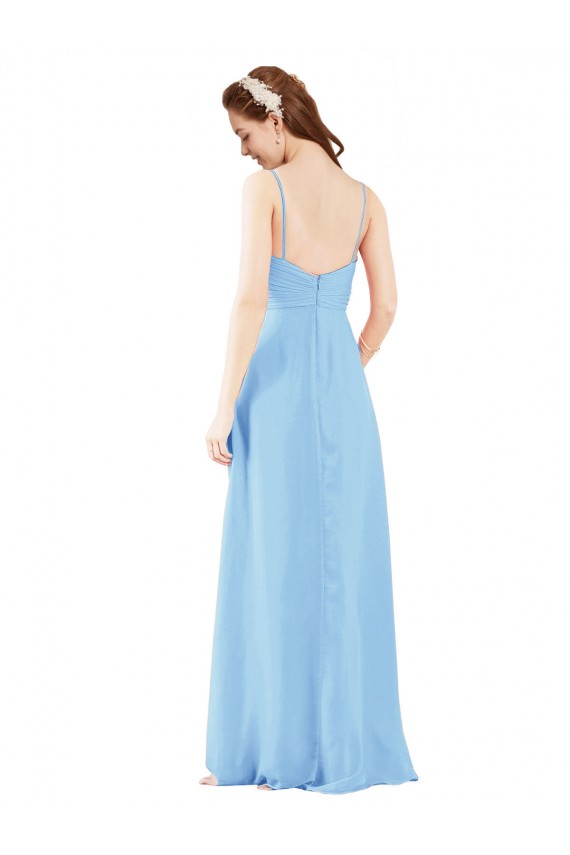 Periwinkle Fourreau Col V Mousseline Longue Robes demoiselle d'honneur à Vendre