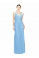 Periwinkle Trapèze Bretelles spaghetti Col V Mousseline Longue Robes demoiselle d'honneur à Vendre