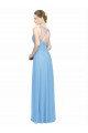 Periwinkle Trapèze Bretelles spaghetti Col V Mousseline Longue Robes demoiselle d'honneur à Vendre