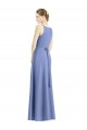 Periwinkle Trapèze Bretelles spaghetti Col V Satiné Longue Robes demoiselle d'honneur à Vendre