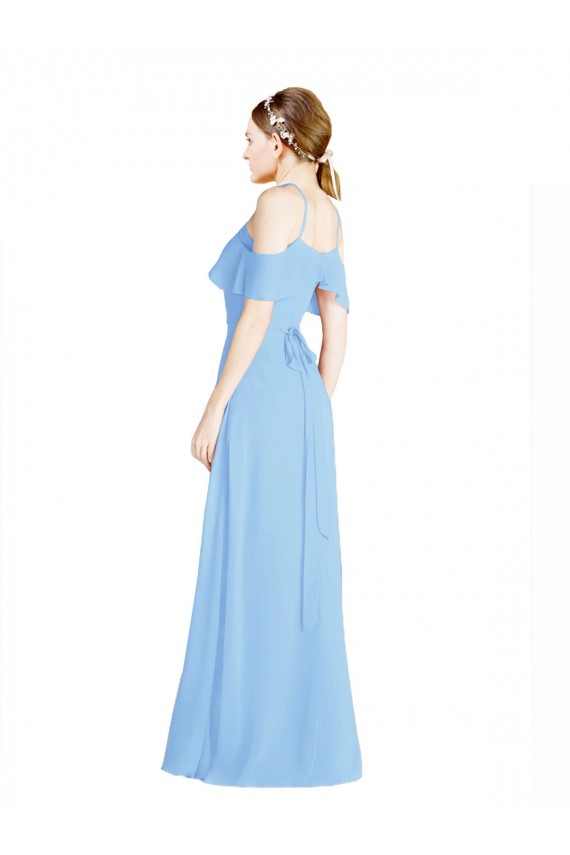 Periwinkle Trapèze Licou Mousseline Longue Robes demoiselle d'honneur à Vendre