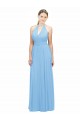 Periwinkle Trapèze Licou Mousseline Longue Robes demoiselle d'honneur à Vendre