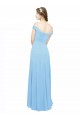 Periwinkle Trapèze Épaule Dénudée Bretelles spaghetti Mousseline Longue Robes demoiselle d'honneur à Vendre