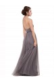 Pewter Trapèze Bretelles spaghetti Tulle Longue Robes demoiselle d'honneur à Vendre