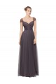 Pewter Trapèze Tulle Longue Robes demoiselle d'honneur à Vendre