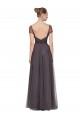 Pewter Trapèze Tulle Longue Robes demoiselle d'honneur à Vendre
