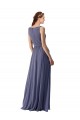 Pierre d'argent Trapèze Col V Mousseline Longue Robes demoiselle d'honneur à Vendre