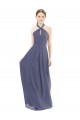 Pierre d'argent Trapèze Licou Mousseline Longue Robes demoiselle d'honneur à Vendre