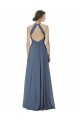Pierre d'argent Trapèze Licou Mousseline Longue Robes demoiselle d'honneur à Vendre