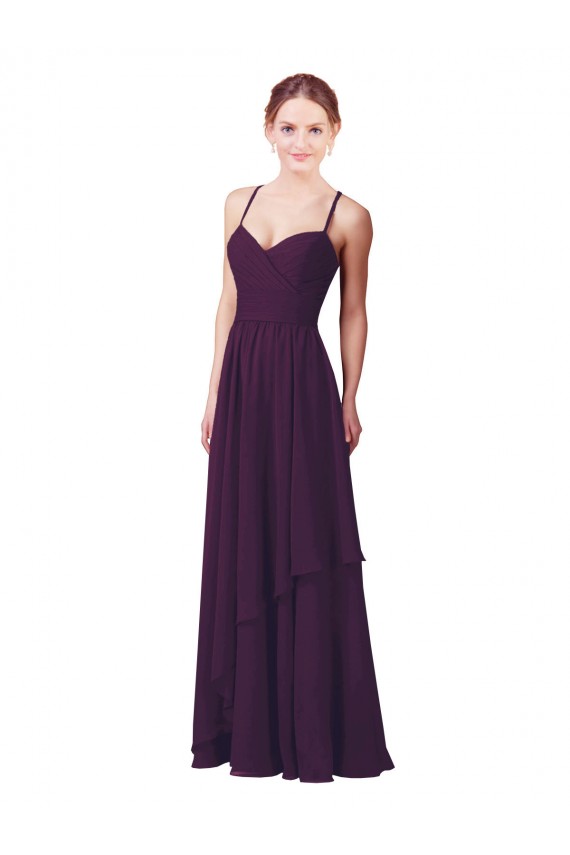 Pourpre Fourreau Mousseline Longue Robes demoiselle d'honneur à Vendre