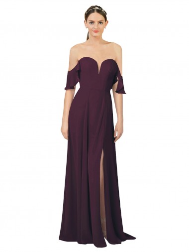 Pourpre Fourreau Mousseline Longue Robes demoiselle d'honneur à Vendre