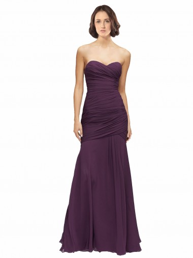 Pourpre Sirène Mousseline Longue Robes demoiselle d'honneur à Vendre