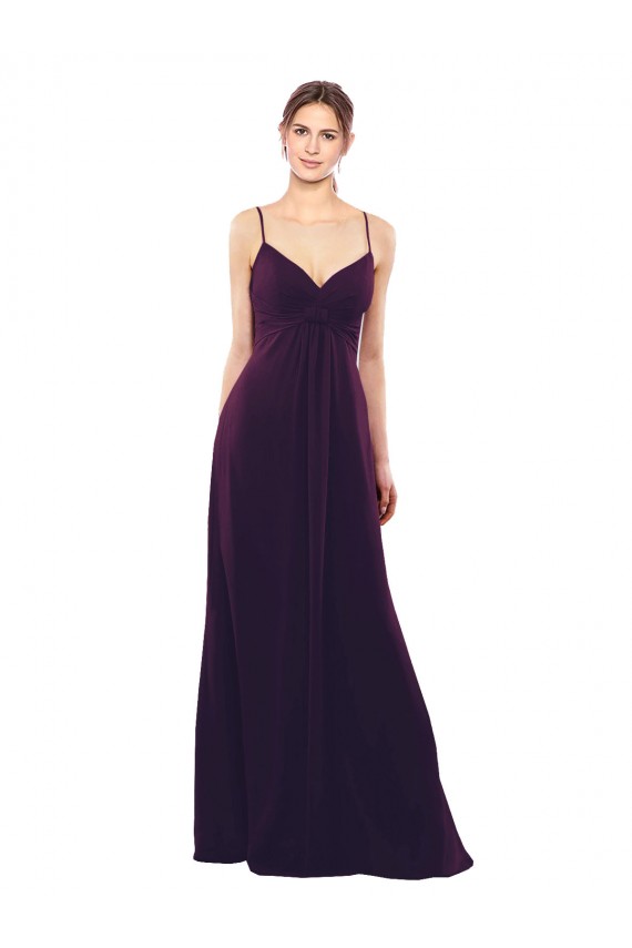Pourpre Trapèze Bretelles spaghetti Mousseline Longue Robes demoiselle d'honneur à Vendre