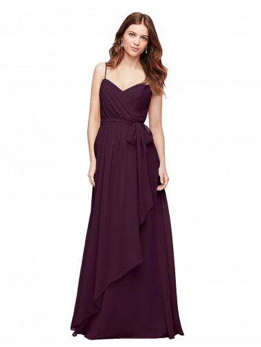 Pourpre Trapèze Col V Mousseline Longue Robes demoiselle d'honneur à Vendre