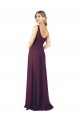 Pourpre Trapèze Col V Mousseline Longue Robes demoiselle d'honneur à Vendre
