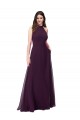 Pourpre Trapèze Licou Col Haut Mousseline Longue Robes demoiselle d'honneur à Vendre