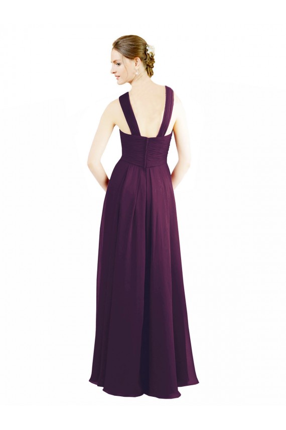 Pourpre Trapèze Licou Mousseline Longue Robes demoiselle d'honneur à Vendre