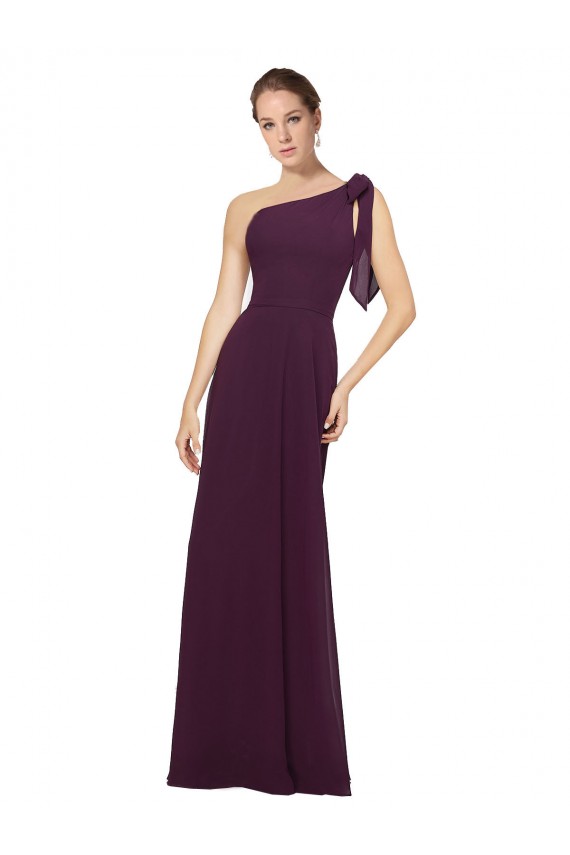 Pourpre Trapèze Mousseline Longue Robes demoiselle d'honneur à Vendre