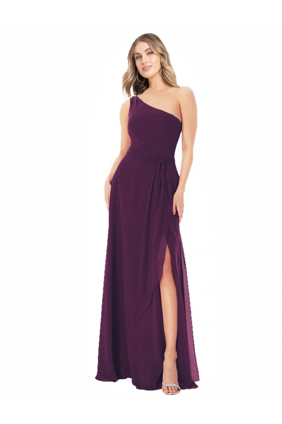 Pourpre Trapèze Mousseline Longue Robes demoiselle d'honneur à Vendre