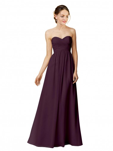 Pourpre Trapèze Sans bretelle Mousseline Longue Robes demoiselle d'honneur à Vendre