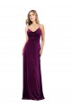 Pourpre Trapèze Scoop Col V Velours Stretch Longue Formelles Robes demoiselle d'honneur / Robes de soirée / Robes de bal à Vendre