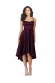 Pourpre Trapèze Scoop Neck Satiné Courte Asymétrique Robes demoiselle d'honneur / Robes de bal à Vendre