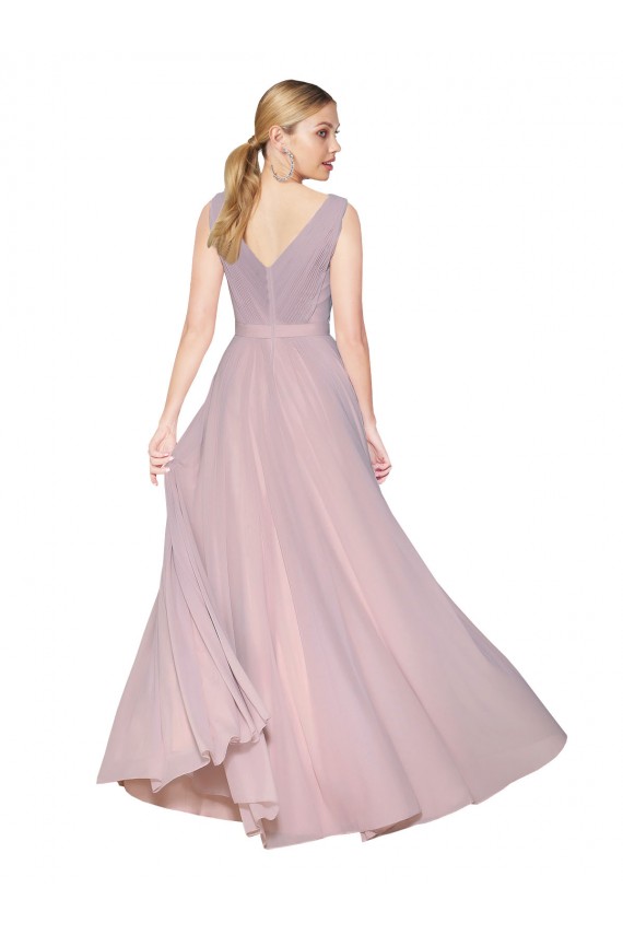 Primevère Trapèze Col V Mousseline Longue Formelles Robes demoiselle d'honneur / Robes de soirée / Robes de bal à Vendre