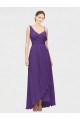 Prune Trapèze Col V Mousseline Longue Asymétrique Robes demoiselle d'honneur à Vendre