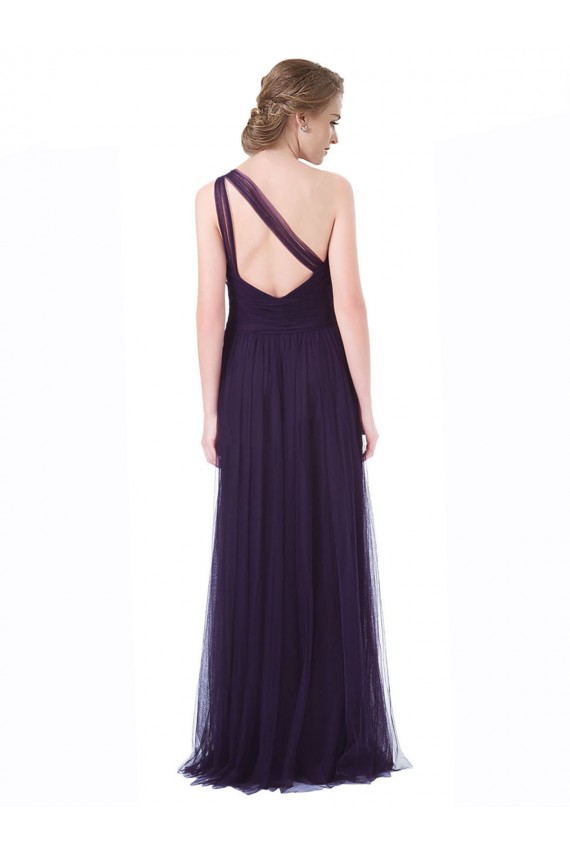 Prune Trapèze Tulle Longue Robes demoiselle d'honneur à Vendre