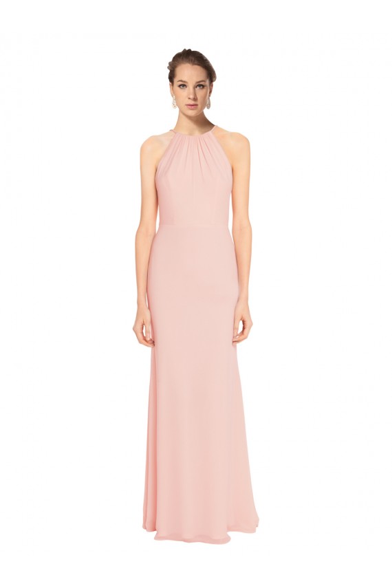 Rose 114 Trapèze Bretelles spaghetti Mousseline Longue Robes demoiselle d'honneur à Vendre