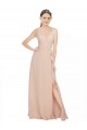 Rose 114 Trapèze Col V Mousseline Longue Robes demoiselle d'honneur à Vendre