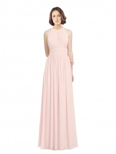 Rose 42 Trapèze Licou Mousseline Longue Robes demoiselle d'honneur à Vendre