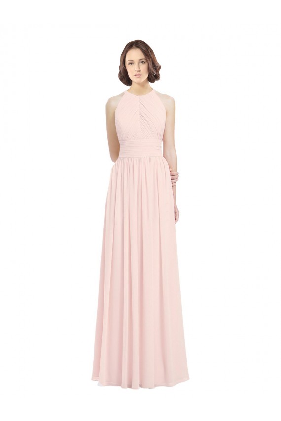 Rose 42 Trapèze Licou Mousseline Longue Robes demoiselle d'honneur à Vendre