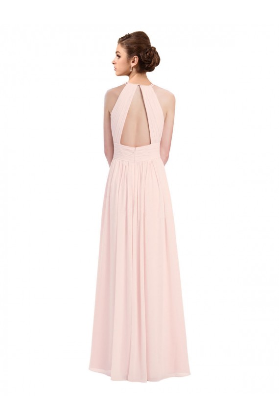 Rose 42 Trapèze Licou Mousseline Longue Robes demoiselle d'honneur à Vendre