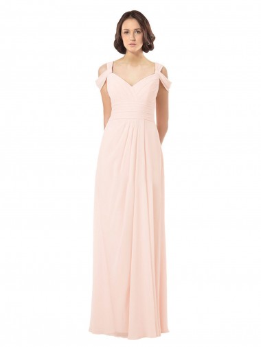 Rose 42 Trapèze Épaule Dénudée Mousseline Longue Robes demoiselle d'honneur à Vendre