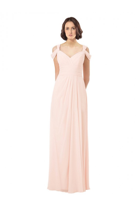 Rose 42 Trapèze Épaule Dénudée Mousseline Longue Robes demoiselle d'honneur à Vendre