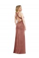 Rose Cannelle Trapèze Col V Velours Stretch Longue Formelles Robes demoiselle d'honneur / Robes de soirée / Robes de bal à Vendre