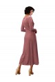 Rose Cannelle Trapèze Col V midi Velours Stretch Courte Robes demoiselle d'honneur / Robes de bal à Vendre