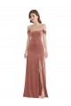 Rose Cannelle Trapèze Épaule Dénudée Velours Stretch Longue Robes demoiselle d'honneur / Robes de bal à Vendre