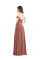 Rose Cannelle Trapèze Épaule Dénudée Velours Stretch Longue Robes demoiselle d'honneur / Robes de bal à Vendre