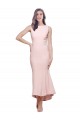 Rose Fourreau Col Haut midi Crêpe Stretch Courte Asymétrique Robes demoiselle d'honneur / Robes de soirée / Robes de cocktail à Vendre