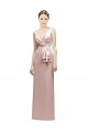 Rose Fourreau Col V Satiné Longue Robes demoiselle d'honneur à Vendre