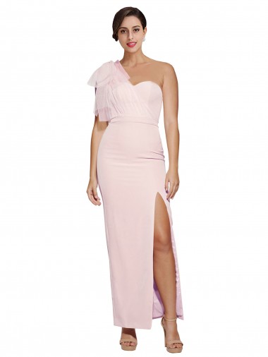 Rose Fourreau Crêpe Stretch Longue Formelles Robes demoiselle d'honneur / Robes de soirée / Robes de bal à Vendre