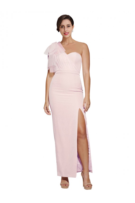 Rose Fourreau Crêpe Stretch Longue Formelles Robes demoiselle d'honneur / Robes de soirée / Robes de bal à Vendre