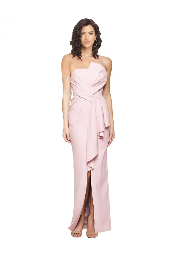 Rose Fourreau Sans bretelle Crêpe Stretch Longue Formelles Robes demoiselle d'honneur / Robes de soirée / Robes de bal à Vendre