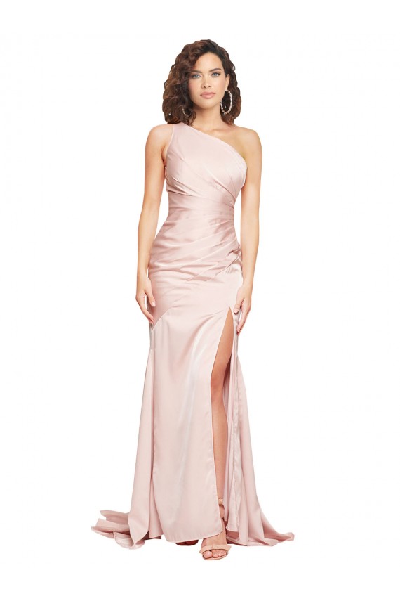 Rose Fourreau Satiné Soyeux Longue Formelles Robes demoiselle d'honneur / Robes de soirée / Robes de bal à Vendre