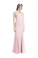 Rose Sirène Bretelles spaghetti Col Carré Crêpe Stretch Longue Robes demoiselle d'honneur / Robes de bal à Vendre