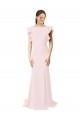 Rose Sirène Col bijou Balayage train Crêpe Stretch Longue Robes demoiselle d'honneur / Robes de bal à Vendre
