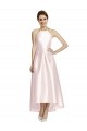 Rose Trapèze Bretelles spaghetti Satiné Longue Asymétrique Robes demoiselle d'honneur à Vendre